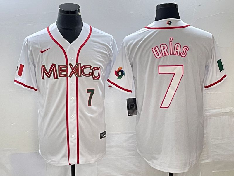 Men 2023 World Cub Mexico #7 Urias White Nike MLB Jersey7